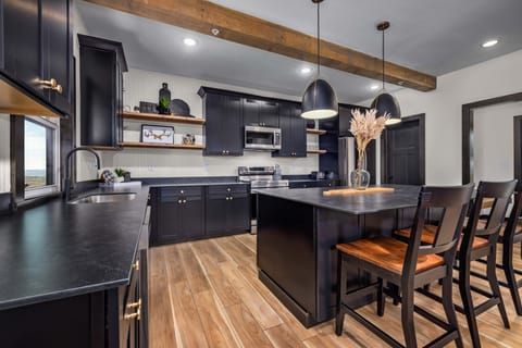 Extra seating at the breakfast bar.