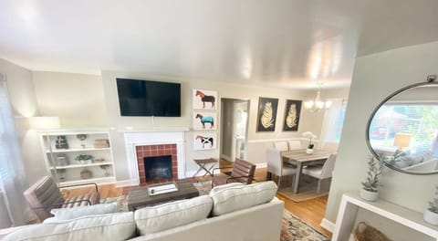Relax in style with our smart TV and comfortable living room - the perfect spot to unwind after a day of exploring!