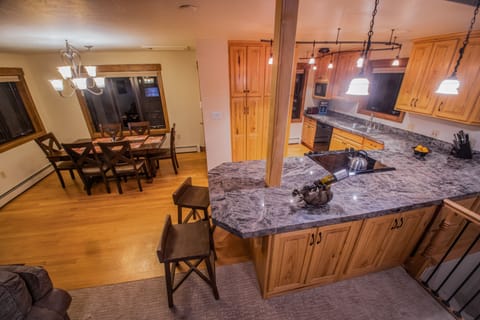Big kitchen and dining area