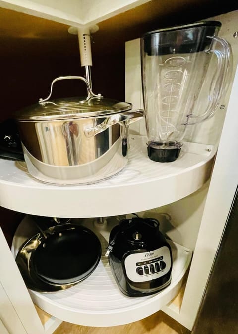 Blender & stainless cookware + one non-stick skillet.