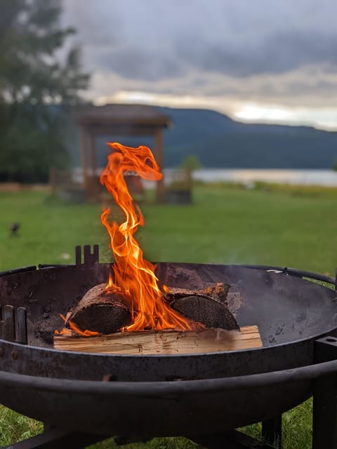 Fire pit facing lake