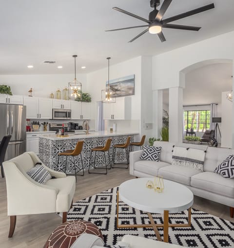 Kitchen open to the living room.