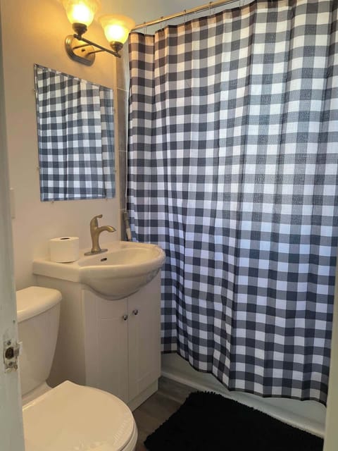 This is a full bathroom with tub shower, all new.