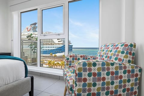 view of cruise ships from the room