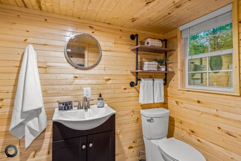 Your bathroom feels spacious, even for a tiny home.  Complete with basic amenities and enough toilet paper to get your stay started.