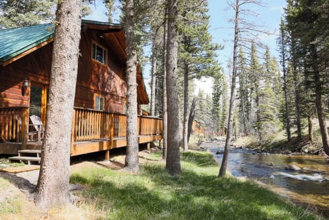 Charming cabin nestled beside a peaceful creek, surrounded by towering pines and natural beauty—your mountain escape awaits.