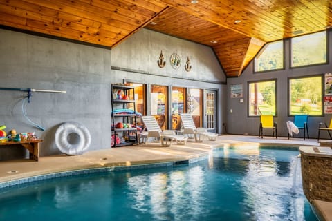 Your private heated indoor pool - lights, jets, bubblers & waterfall
