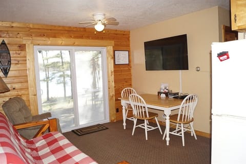 Living Room area opens to the deck via sliding glass doors.