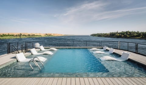 Outdoor pool, sun loungers