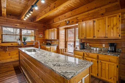 A fully stocked kitchen ready for large groups and gatherings.