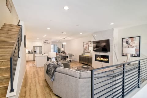 Great room, kitchen and bar.  The Far end is the main floor bedroom (Bedroom 1)