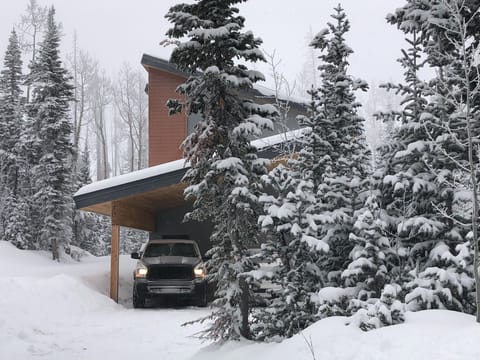 Typical Winter - front of house from the street where you will turn in.