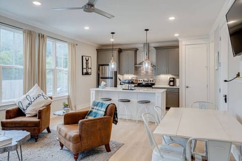 Front entrance, living room and kitchen