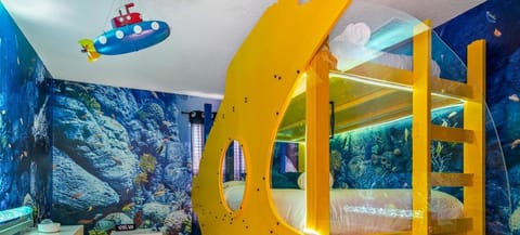 Dive! Kids will LOVE life under the sea in our Yellow Submarine custom bed!