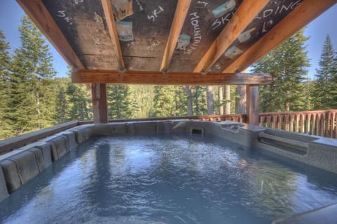 Hot tub overlooking the meadow and mountain views
