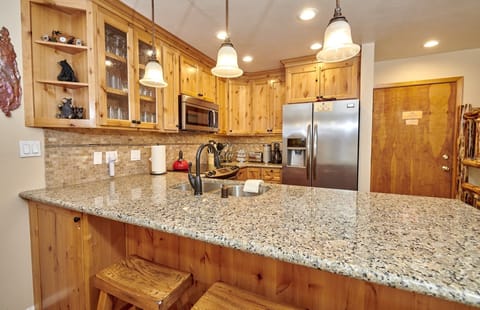 Room, Indoors, Kitchen, Hardwood, Kitchen Island