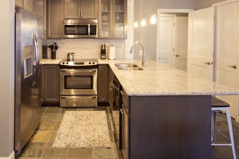 Room, Indoors, Flooring, Kitchen, Kitchen Island