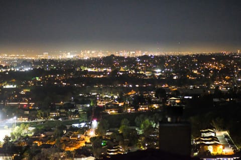 Night view of San Diego City lights from the top deck. 