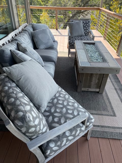 Comfortable patio furniture and fire table 