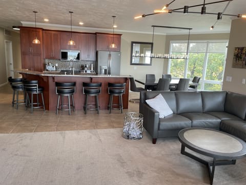 Large fully furnished kitchen and living room area