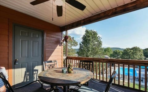 View of pool and playground from the deck