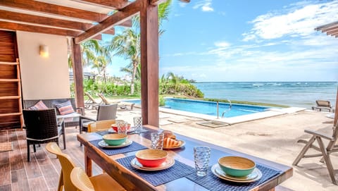 Patio with an outside dining area