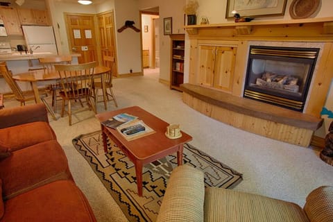 Living/ dinning area feat. cozy fire place
