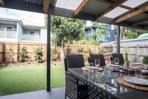 The backyard is fully fenced and a great place to let your four legged friends run around.