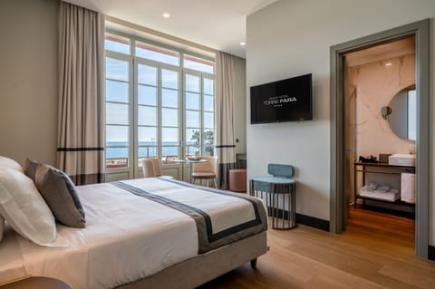 Premier Double Room, 1 Bedroom, Terrace, Sea View | Frette Italian sheets, premium bedding, down comforters, minibar