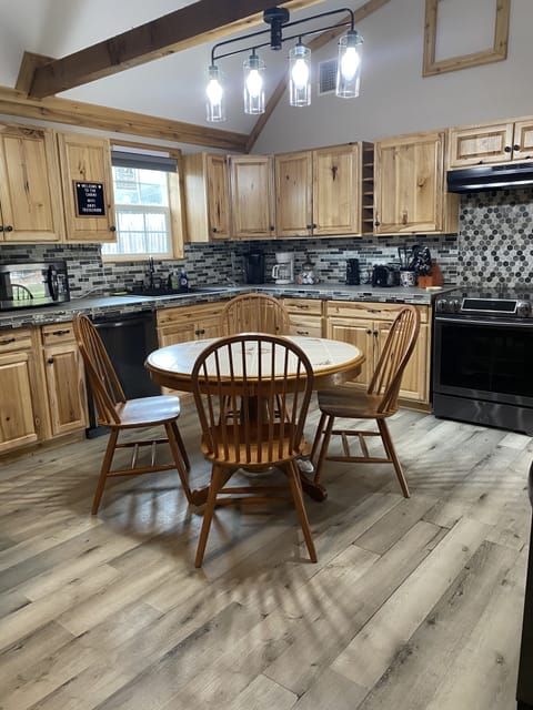 Fully equipped kitchen with microwave and dishwasher. 