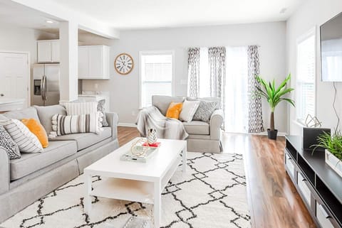 Our modern living room fills up with natural light.