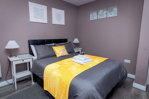 Double bed with heating. Wardrobe and heating with un-suite shower room.