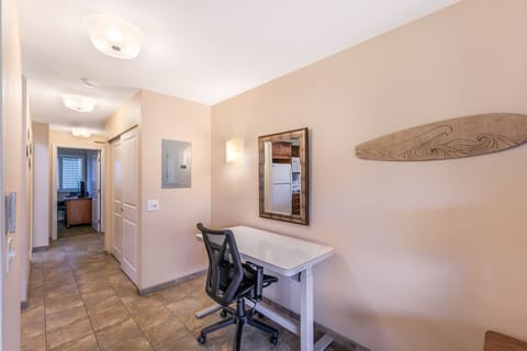 Newly added desk with USB charger ports.