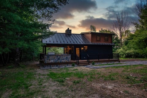 Wildwood cabin at dusk