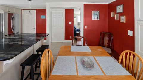 A dining table with chairs.
