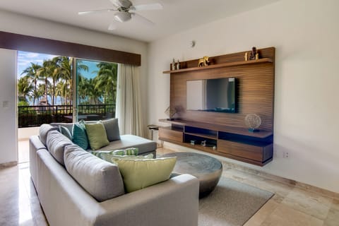 living room with a ocean view