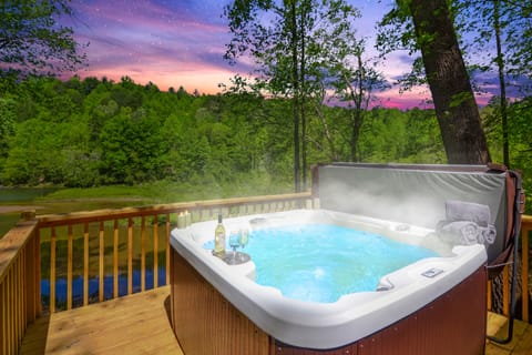With a unique lakeside hot tub the view and relaxation can't be beat. 