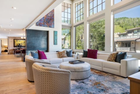 Living Room with Village and Mountain Views