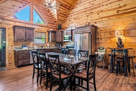 The kitchen extends from the lounge in the open-plan space.