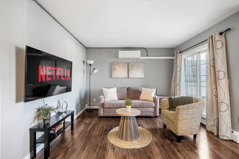 A look into the living room featuring a Smart TV.