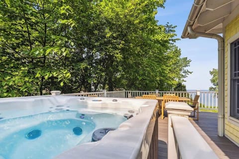 Our hot tub is ready to soothe away sore muscles year round.