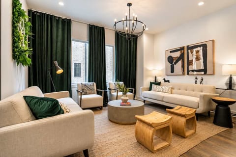 Bright, modern lounge with stylish accents and ample seating for friends and family.