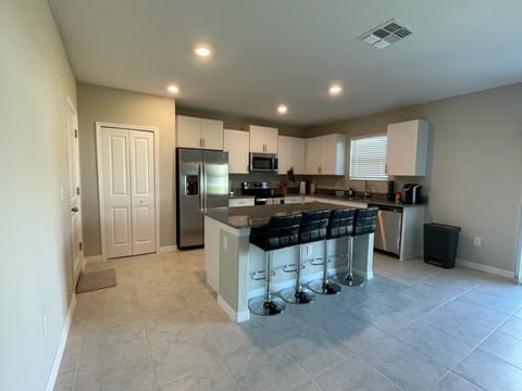 Open kitchen area and downstairs living room