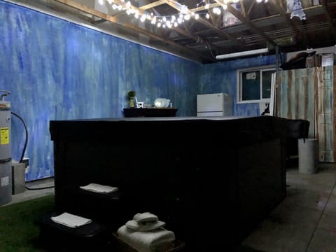 Our Hot Tub (in the garage- to enjoy all year) Fireplace & extra guest space