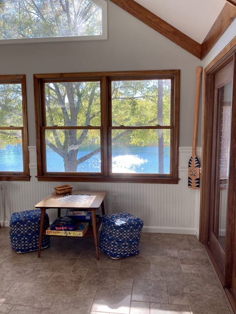 Family fun games while enjoying the view of the water