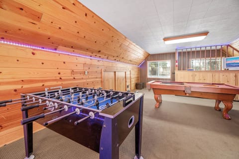 Game Room. - AWESOME Game Room with a Pool Table, Foosball Table, Dart Board and LED lights!