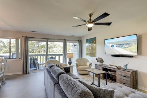 Living room with golf views