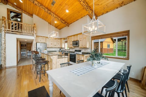 Sits 8. High chair provided