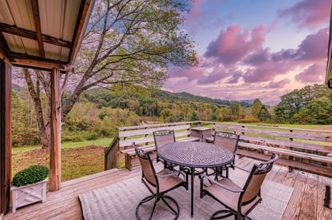 Straight from the Master bedroom or from the kitchen onto the patio. Look at these mountain views!