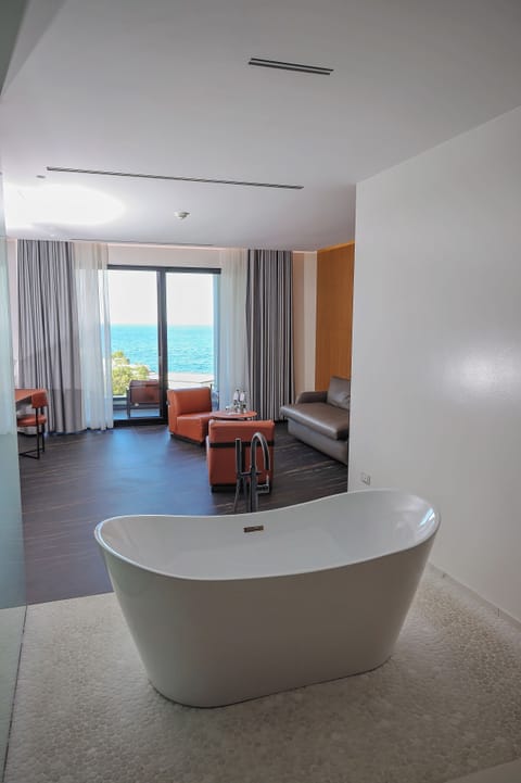 Suite Deluxe | Living area | 55-inch TV with cable channels